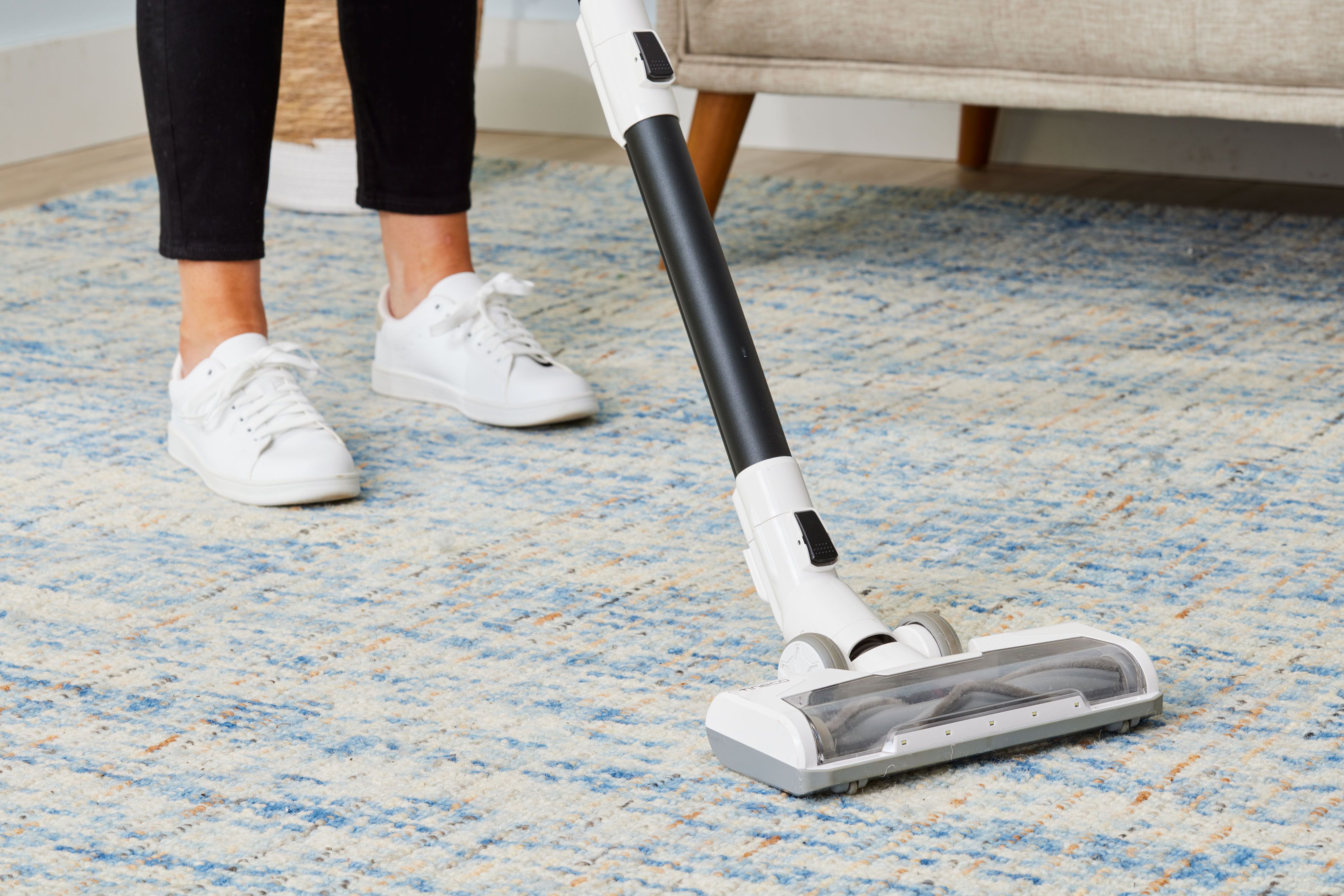 Then, vacuum the carpet or sweep the floor.