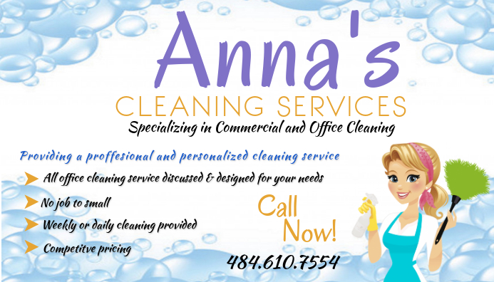 Services Offered of a House Cleaning Business Card