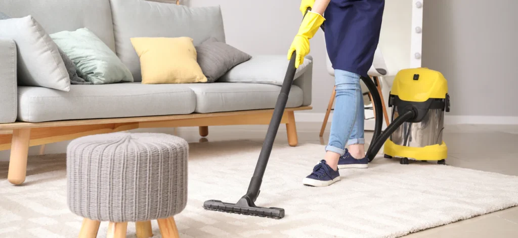 Vacuuming carpet area