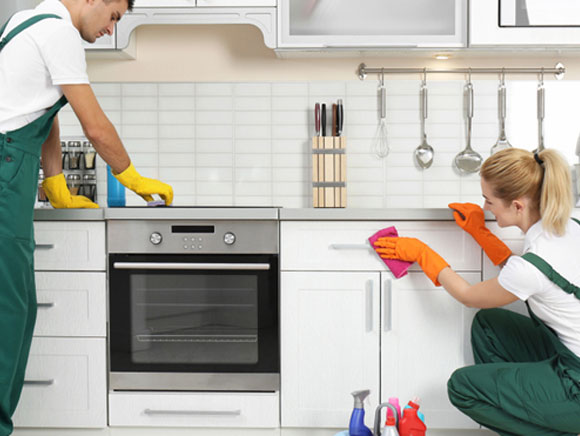 cleaning kitchen